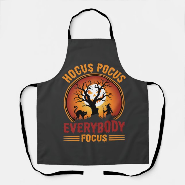 Halloween Hocus Pocus Everybody Focus Witch Tree Apron (Front)