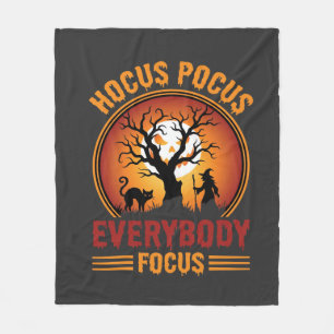 Halloween Hocus Pocus Everybody Focus Witch Tree Fleece Blanket