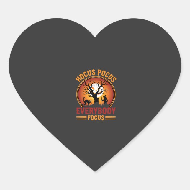 Halloween Hocus Pocus Everybody Focus Witch Tree Heart Sticker (Front)