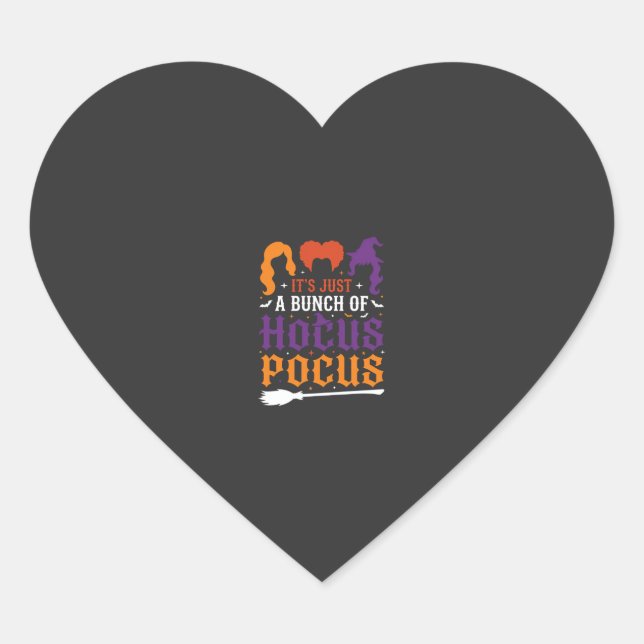 Halloween Hocus Pocus Witch Typography Vector Heart Sticker (Front)