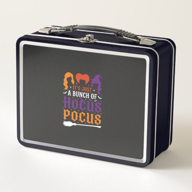 Halloween Hocus Pocus Witch Typography Vector Metal Lunch Box (Front)
