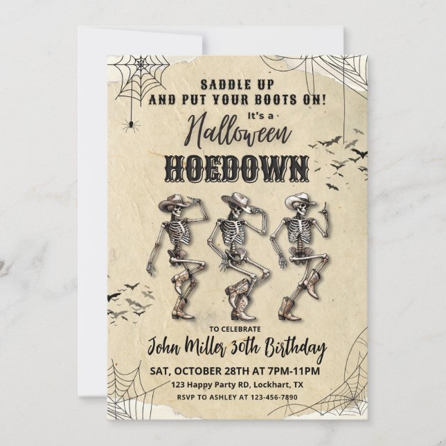 Halloween Hoedown Birthday Party, Western Invitation (Front)