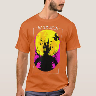 Halloween Holiday Spooky Haunted House Full Moon W T-Shirt