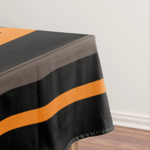 Halloween Home Black orange Stripes with Graveyard Tablecloth