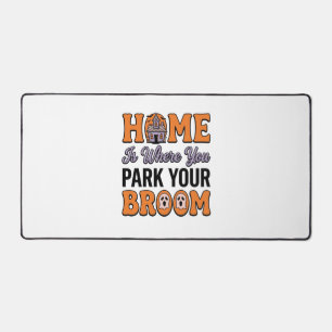 Halloween Home Park Your Broom Vintage Typography Desk Mat