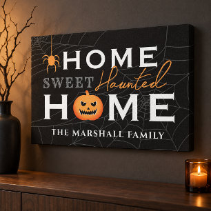 Halloween Home Sweet Haunted Home Family Name Canvas Print