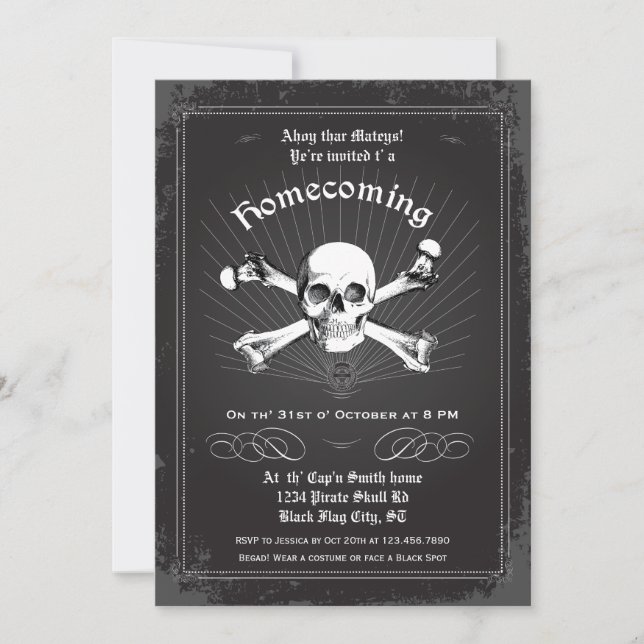 Halloween Homecoming Pirate Party Invitation (Front)