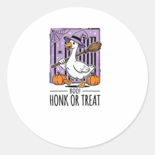 Halloween Honk or Treat Witch Goose Classic Round Sticker