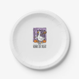 Halloween Honk or Treat Witch Goose Paper Plate