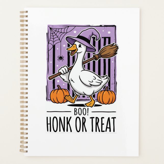 Halloween Honk or Treat Witch Goose Planner (Front)