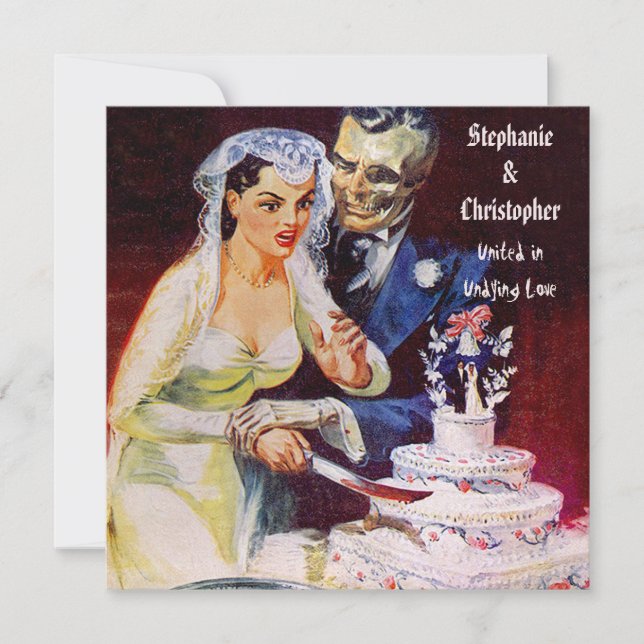 Halloween Horror Bride & Doom Undying Love Wedding Invitation (Front)