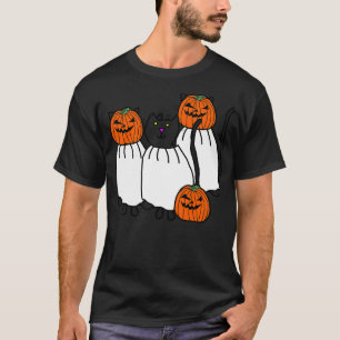 Halloween Horror Cats in Pumpkin Head Costumes T-Shirt