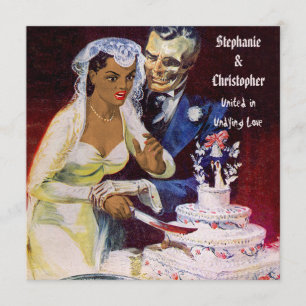 Halloween Horror Ethnic Bride and Doom Wedding Invitation