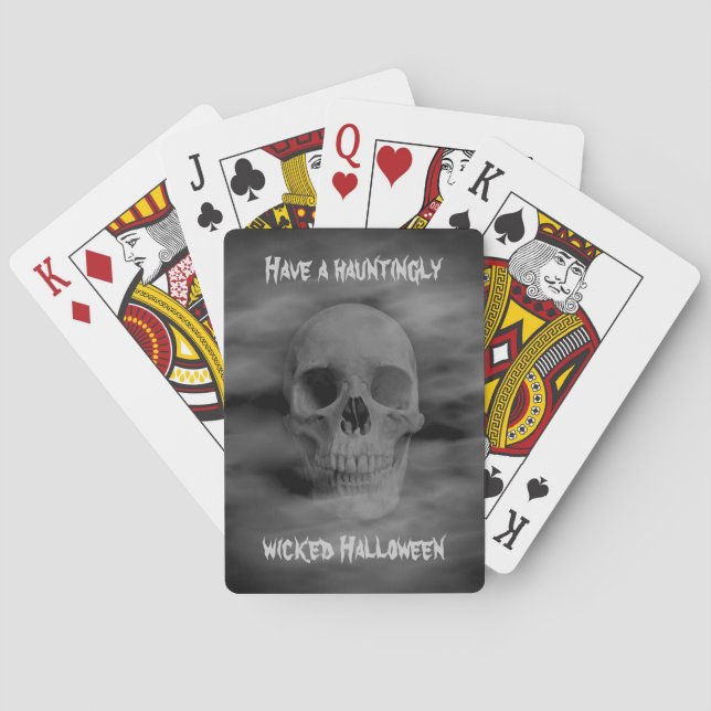 Halloween horror ghostly skull playing cards (Back)