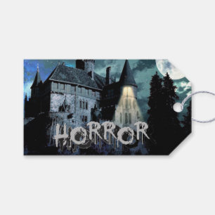 Halloween Horror haunted House Scary Blue Night Gift Tags