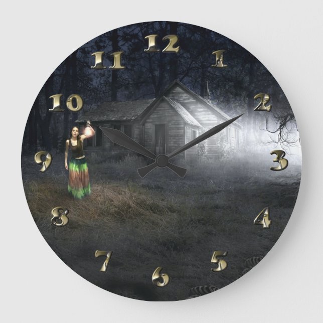Halloween Horror House Large Clock (Front)
