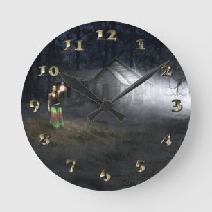 Halloween Horror House Round Clock