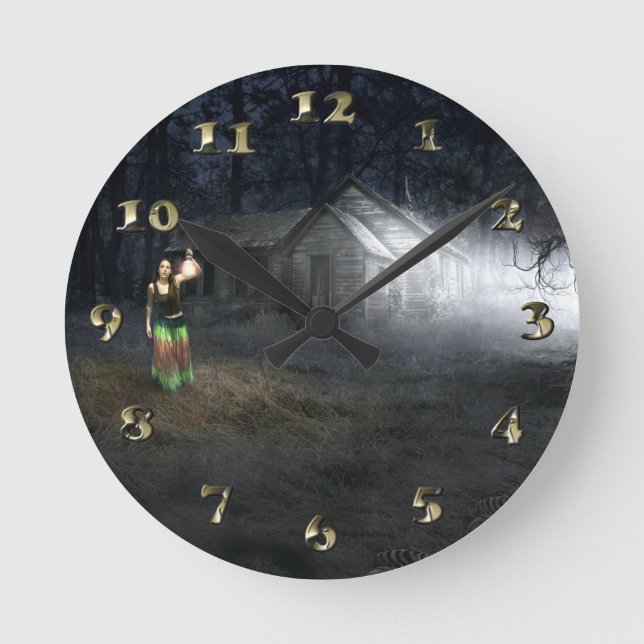 Halloween Horror House Round Clock (Front)
