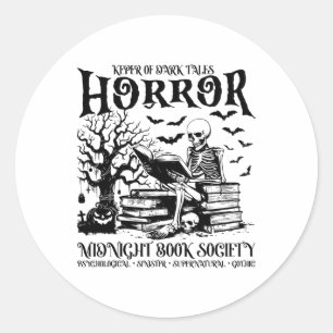 Halloween Horror Midnight Book Club Society Litera Classic Round Sticker
