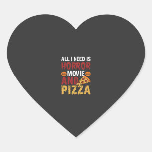 Halloween Horror Movie and Pizza Typography Heart Sticker