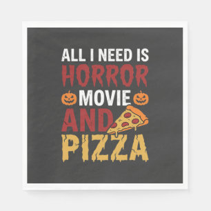 Halloween Horror Movie and Pizza Typography Napkin