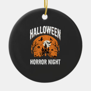 Halloween Horror Night Haunted Castle Vintage Ceramic Tree Decoration