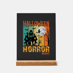 Halloween Horror Night Haunted House Vector_1 Acrylic Sign