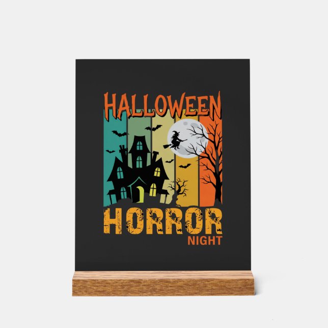 Halloween Horror Night Haunted House Vector_1 Acrylic Sign (Front)