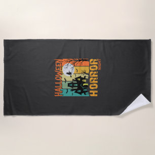 Halloween Horror Night Haunted House Vector_1 Beach Towel