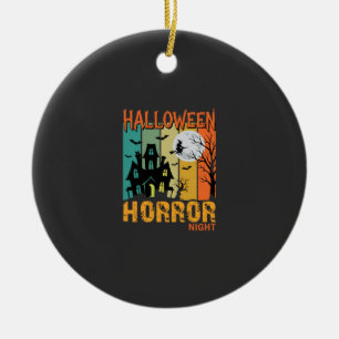 Halloween Horror Night Haunted House Vector_1 Ceramic Tree Decoration