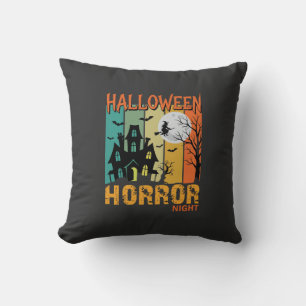 Halloween Horror Night Haunted House Vector_1 Cushion
