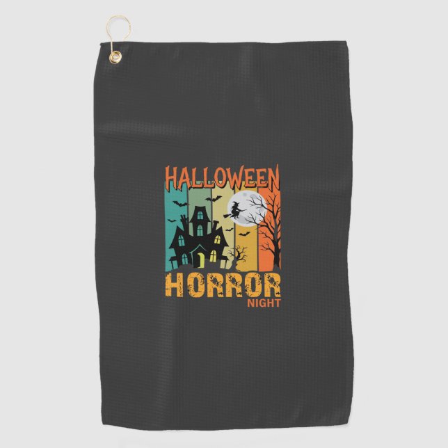 Halloween Horror Night Haunted House Vector_1 Golf Towel (Front)