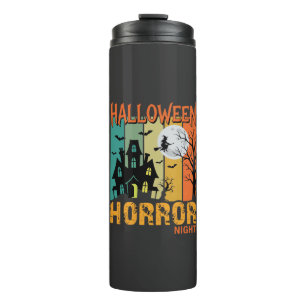 Halloween Horror Night Haunted House Vector_1 Thermal Tumbler