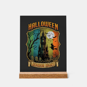 Halloween Horror Night Haunted House Witch Full Mo Acrylic Sign