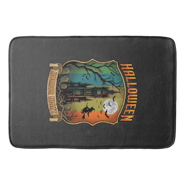 Halloween Horror Night Haunted House Witch Full Mo Bath Mat (Front)