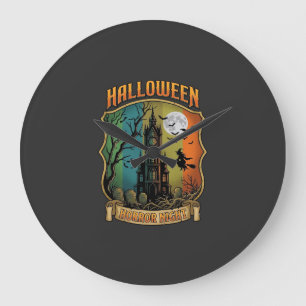 Halloween Horror Night Haunted House Witch Full Mo Large Clock