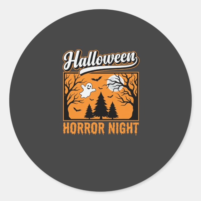 Halloween Horror Night Retro Ghost Forest Classic Round Sticker (Front)