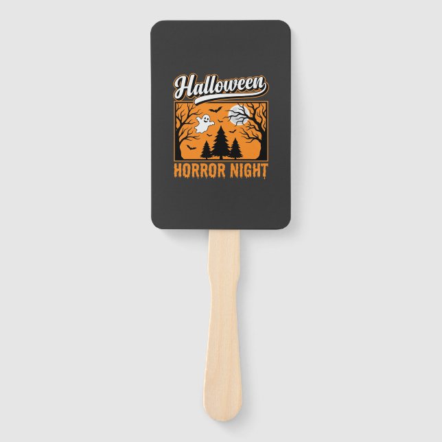 Halloween Horror Night Retro Ghost Forest Hand Fan (Front)