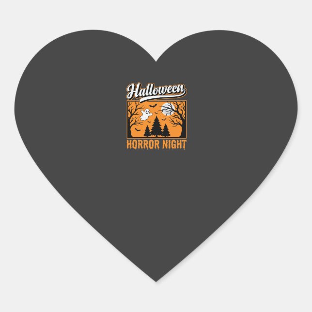 Halloween Horror Night Retro Ghost Forest Heart Sticker (Front)