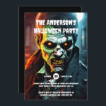 Halloween horror party zombie creature cartoon  invitation<br><div class="desc">Unleash Your Inner Monster with the Ultimate Zombie Invitation! Dive into the dark, spooky fun this Halloween with our chilling 5x7 digital invitation, designed for those who revel in the macabre. A ghastly zombie with short mousy brown hair and an oversized jacket stares directly at you from the depths of...</div>