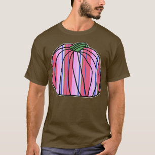 Halloween Horror Pumpkin Blue Pink Stripes T-Shirt