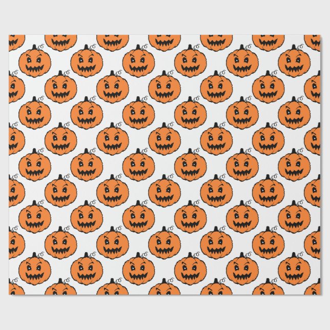 Halloween Horror Pumpkin Pattern Wrapping Paper (Flat)