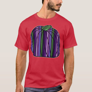 Halloween Horror Pumpkin Purple Green Stripes T-Shirt