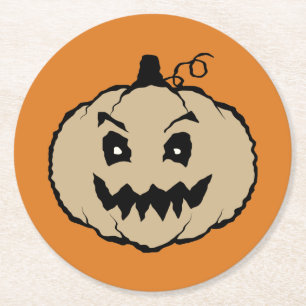 Halloween Horror Pumpkin Zombie Round Paper Coaster