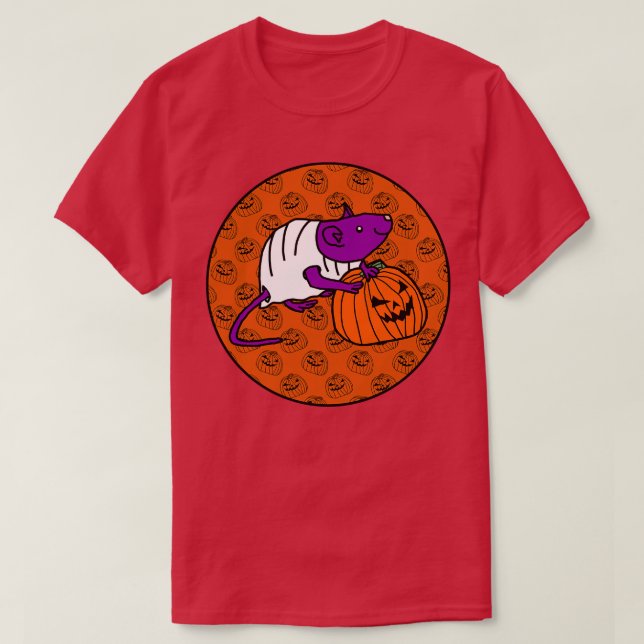 Halloween Horror Rat Orange Round T-Shirt (Design Front)