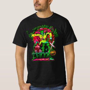 Halloween Horror Scarecrow Pumpkin Grave Cross T-S T-Shirt