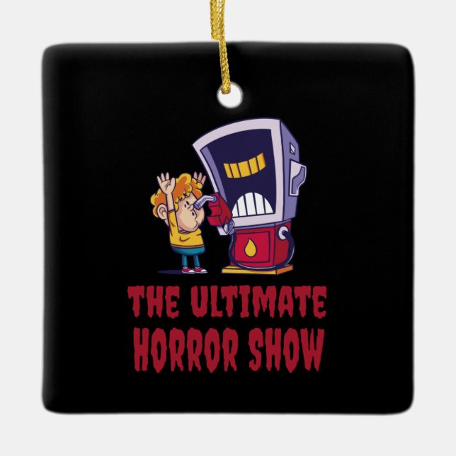 Halloween - Horror Show at Gas Station Ceramic Ornament (Front)