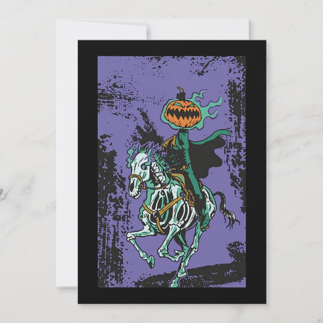 Halloween Horror Skeleton Cowboy Riding Horse Hall Invitation (Front)