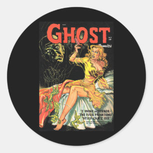 Halloween Horror Vintage Ghost Comic Book Retro Sc Classic Round Sticker