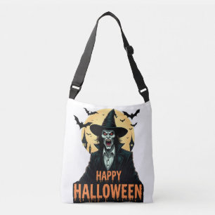 Halloween Horror Witch with Red Eyes Crossbody Bag